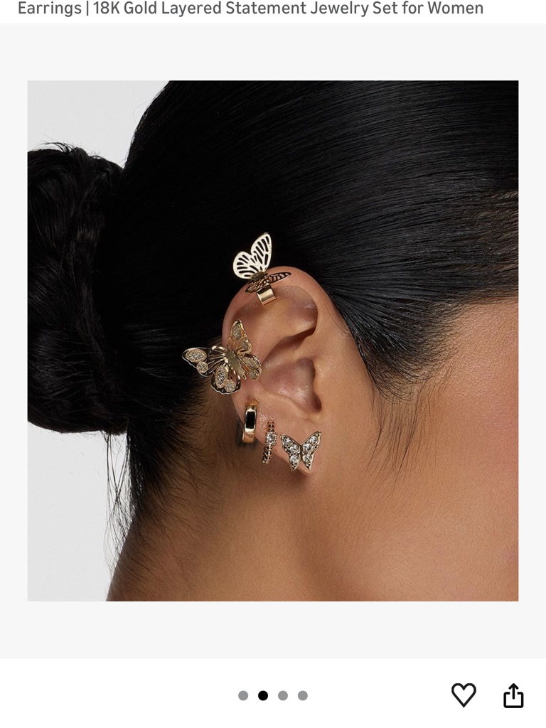 8 Other Reasons Wicked 5-Piece Butterfly Earring Set Gold Plated Earrings 25$